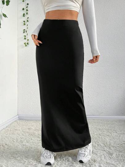 EZwear تنورة بتصميم حورية البحر بلون خالص