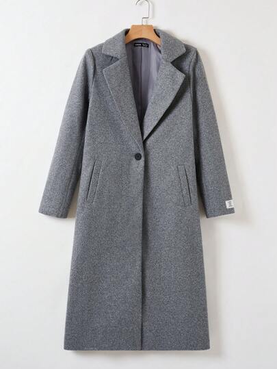 SHEIN EZwear معطف صوفي مربع النمط للنساء مع بطانة ذات نمط حرفي في فصل الخريف/الشتاء