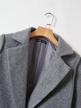 SHEIN EZwear معطف صوفي مربع النمط للنساء مع بطانة ذات نمط حرفي في فصل الخريف/الشتاء