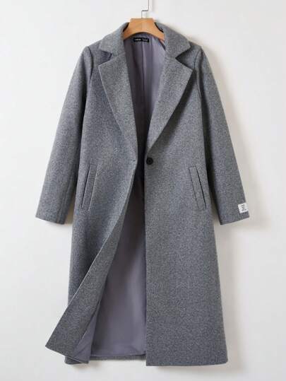 SHEIN EZwear معطف صوفي مربع النمط للنساء مع بطانة ذات نمط حرفي في فصل الخريف/الشتاء