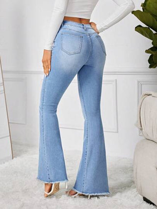 Tall جينز واسع الساق مع تنورة مطرزة