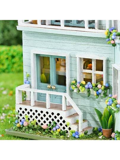 عدة بناء نموذج فيلا Maison Diy, لغز ثلاثي الأبعاد صغير مصغر مع أثاث، صناعة خشبية ،ديكور منزل إبداعي لغرف النوم والغرف. هدية الشكر وعيد الميلاد وعيد الميلاد.