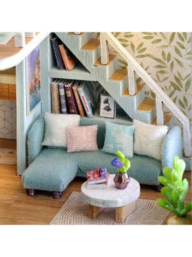 عدة بناء نموذج فيلا Maison Diy, لغز ثلاثي الأبعاد صغير مصغر مع أثاث، صناعة خشبية ،ديكور منزل إبداعي لغرف النوم والغرف. هدية الشكر وعيد الميلاد وعيد الميلاد.