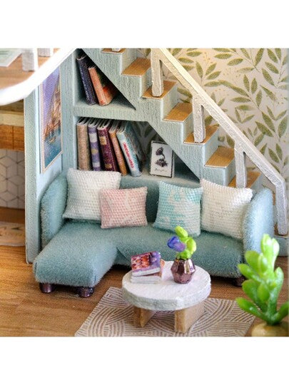 عدة بناء نموذج فيلا Maison Diy, لغز ثلاثي الأبعاد صغير مصغر مع أثاث، صناعة خشبية ،ديكور منزل إبداعي لغرف النوم والغرف. هدية الشكر وعيد الميلاد وعيد الميلاد.