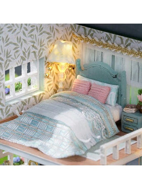 عدة بناء نموذج فيلا Maison Diy, لغز ثلاثي الأبعاد صغير مصغر مع أثاث، صناعة خشبية ،ديكور منزل إبداعي لغرف النوم والغرف. هدية الشكر وعيد الميلاد وعيد الميلاد.