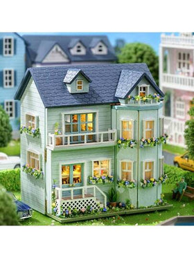 عدة بناء نموذج فيلا Maison Diy, لغز ثلاثي الأبعاد صغير مصغر مع أثاث، صناعة خشبية ،ديكور منزل إبداعي لغرف النوم والغرف. هدية الشكر وعيد الميلاد وعيد الميلاد.