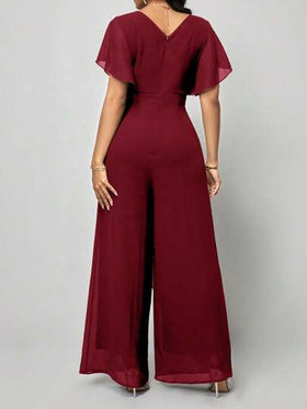 SHEIN Clasi بذلة على شكل فراشة بأكمام ملفوفة وربطة عنق جانبية