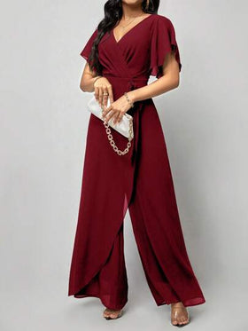 SHEIN Clasi بذلة على شكل فراشة بأكمام ملفوفة وربطة عنق جانبية