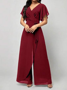 SHEIN Clasi بذلة على شكل فراشة بأكمام ملفوفة وربطة عنق جانبية