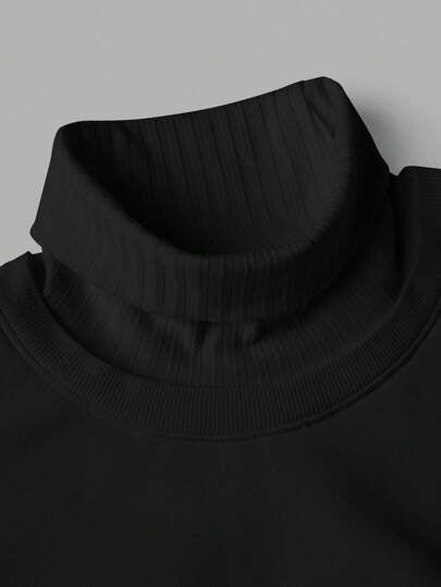SHEIN Explorewe سويت شيرت رجالي برقبة عالية وأكمام طويلة