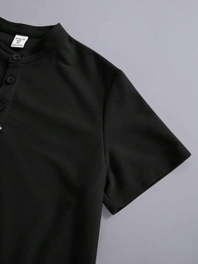 SHEIN قميص بولو بأكمام قصيرة ذو لون أحادي للفتيان المراهقين