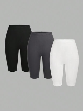 EZwear سروال ضيق قصير بلون سادة مناسب للصيف