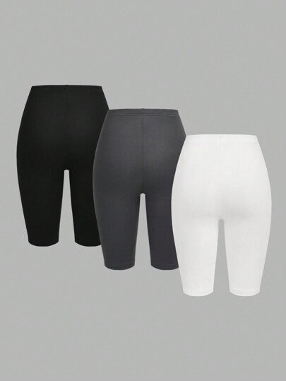 EZwear سروال ضيق قصير بلون سادة مناسب للصيف