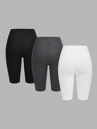 EZwear سروال ضيق قصير بلون سادة مناسب للصيف