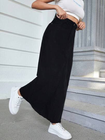 EZwear تنورة الدنيم المستقيمة للمرأة