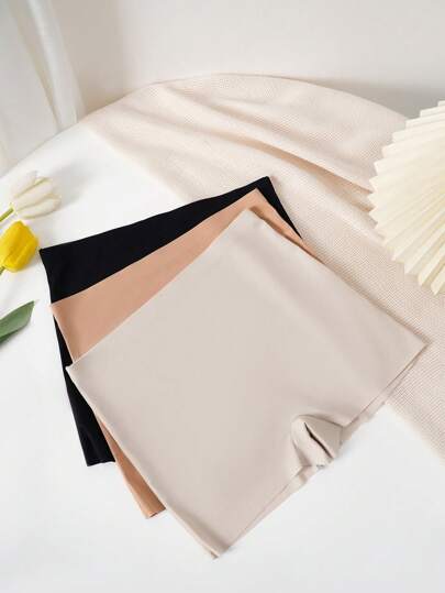 SHEIN 3 قطع مجموعة شورتات صلبة مضادة للتعرض للنساء