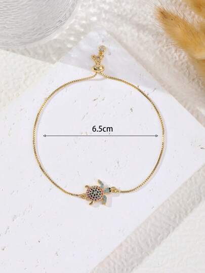 سوار بتفاصيل سلحفاة البحر المرصع بالزركونيا المكعبة، تصميم أوروبي وأمريكي شخصي، قابل للسحب