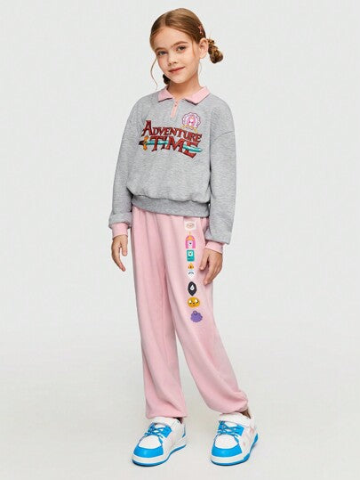 girls-sets ADVENTURE TIME X  ثنيت الفتاة حرف وطباعة كرتون مجموعة من قطعتين