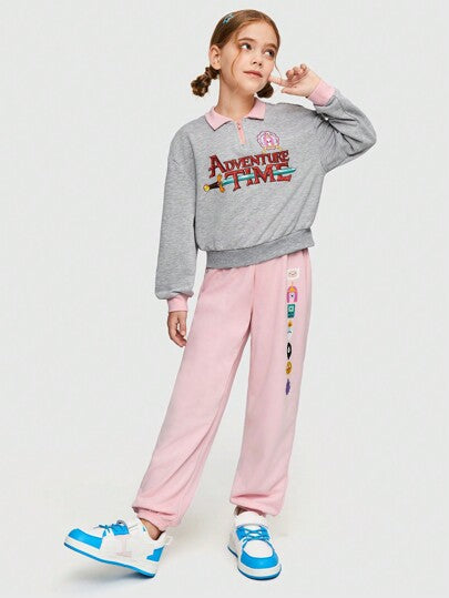 girls-sets ADVENTURE TIME X  ثنيت الفتاة حرف وطباعة كرتون مجموعة من قطعتين