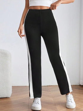 SHEIN PETITE بنطلون مع خطوط جانبية متباينة، ملابس رمضان