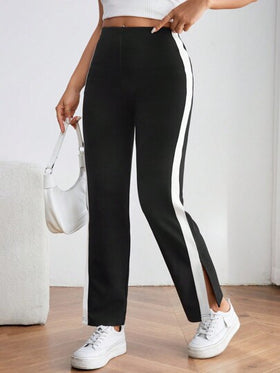 SHEIN PETITE بنطلون مع خطوط جانبية متباينة، ملابس رمضان