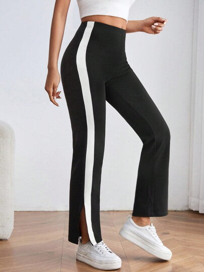 SHEIN PETITE بنطلون مع خطوط جانبية متباينة، ملابس رمضان