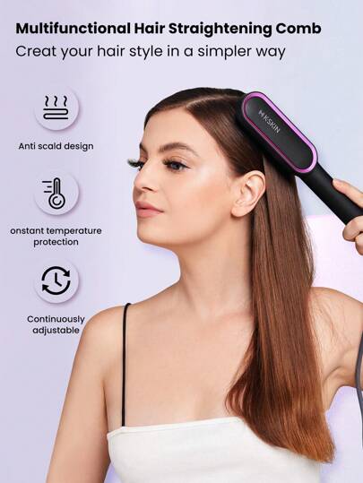 K·SKIN مسرّح شعر كهربائي من 2 في 1 من K.SKIN لتمويج وتنعيم الشعر، مسرّح سريع التسخين مع حماية من الحروق مرة واحدة