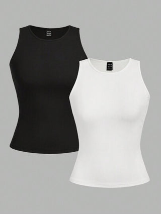 EZwear 2 قطعة من قمصان السترة النسائية عالية الجودة برقبة دائرية وملاءمة ضيقة، مثالية لفصل الصيف.