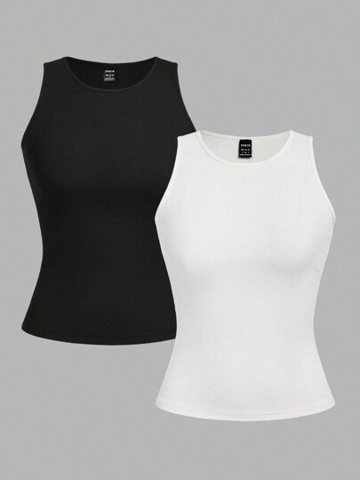 EZwear 2 قطعة من قمصان السترة النسائية عالية الجودة برقبة دائرية وملاءمة ضيقة، مثالية لفصل الصيف.
