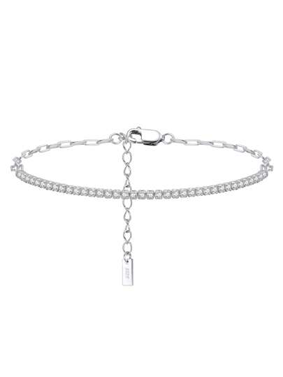 ORSA JEWELS سوار رياضة التنس النصفي الحقيقي من الفضة الاسترليني 925 قطعة واحدة مع سلسلة اليد مجوهرات نسائية رائعة مع حجر الزركونيا الكوبيك الرائع على شكل البريليانت ، أفضل هدية لعيد الميلاد