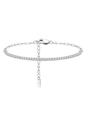 ORSA JEWELS سوار رياضة التنس النصفي الحقيقي من الفضة الاسترليني 925 قطعة واحدة مع سلسلة اليد مجوهرات نسائية رائعة مع حجر الزركونيا الكوبيك الرائع على شكل البريليانت ، أفضل هدية لعيد الميلاد