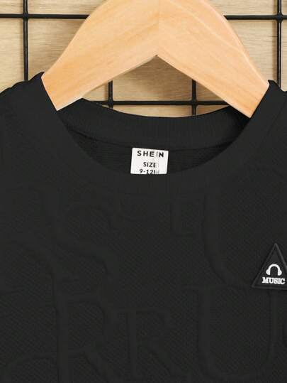SHEIN ملابس طفل صبي مريحة عارضة 2 قطعة/لوت مع طبع حروف
