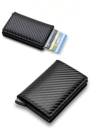قطعة واحدة من محفظة بطاقات ألياف الكربون الأوتوماتيكية القابلة للطي مع حماية RFID ضد السرقة والمسح، حالة بطاقة معدنية من الألومنيوم، مناسبة للاستخدام اليومي بسعة كبيرة ومساحات متعددة للبطاقات، بتصميم رسمي عملي، هدية عيد ميلاد أو تخرج أو عيد الأب