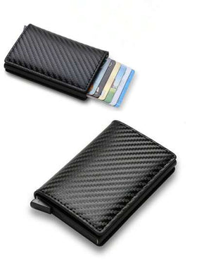 قطعة واحدة من محفظة بطاقات ألياف الكربون الأوتوماتيكية القابلة للطي مع حماية RFID ضد السرقة والمسح، حالة بطاقة معدنية من الألومنيوم، مناسبة للاستخدام اليومي بسعة كبيرة ومساحات متعددة للبطاقات، بتصميم رسمي عملي، هدية عيد ميلاد أو تخرج أو عيد الأب
