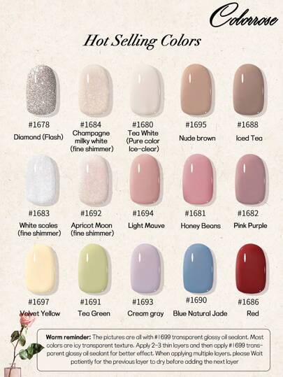 COLORROSE طلاء أظافر مقشر 11 مل، على أساس مائي، مع زيت مغذ، لون براق سطحه لامع، سريع الجفاف، رأس فرشاة دائري للتطبيق السهل