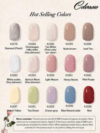 COLORROSE طلاء أظافر مقشر 11 مل، على أساس مائي، مع زيت مغذ، لون براق سطحه لامع، سريع الجفاف، رأس فرشاة دائري للتطبيق السهل