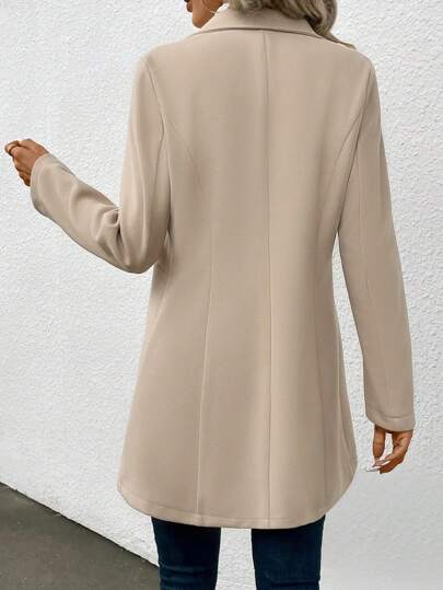 Ellegaria. معطف صوفي نسائي بأزرار واحدة وأكمام طويلة