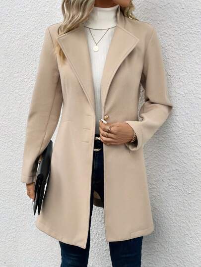 Ellegaria. معطف صوفي نسائي بأزرار واحدة وأكمام طويلة