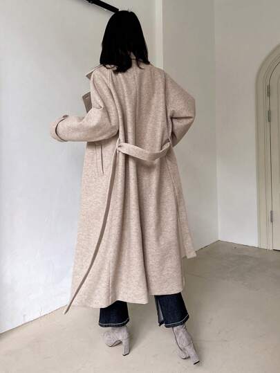 Dazy Designer معطف طويل كاجوال للنساء ذو ياقة مقلوبة وأكمام طويلة وأزرار مزدوجة، معطف نسائي للخريف والشتاء