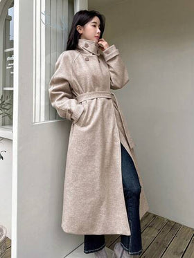 Dazy Designer معطف طويل كاجوال للنساء ذو ياقة مقلوبة وأكمام طويلة وأزرار مزدوجة، معطف نسائي للخريف والشتاء