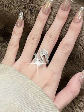 jealous young خاتم مفتوح متعدد الطبقات من الزركونيا، مناسب للنساء والفتيات للارتداء اليومي