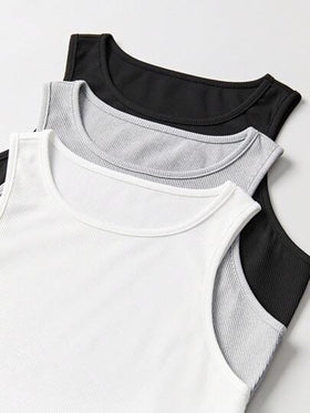 SHEIN Unity مجموعة من قطعتين للنساء، توب تانك بلون سادة مع بنطال جوجر