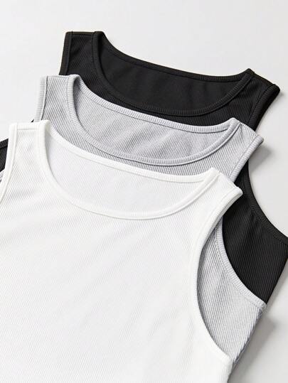 SHEIN Unity مجموعة من قطعتين للنساء، توب تانك بلون سادة مع بنطال جوجر