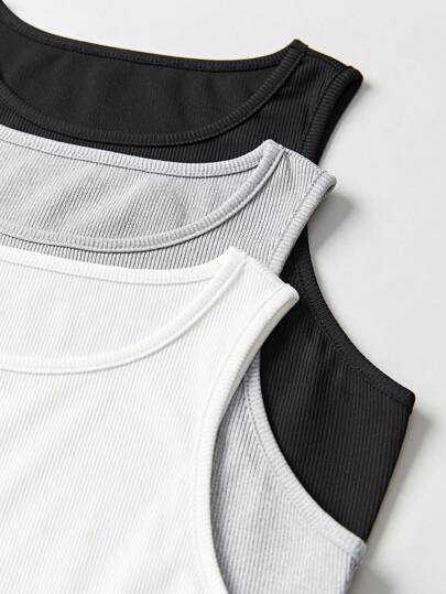 SHEIN Unity مجموعة من قطعتين للنساء، توب تانك بلون سادة مع بنطال جوجر