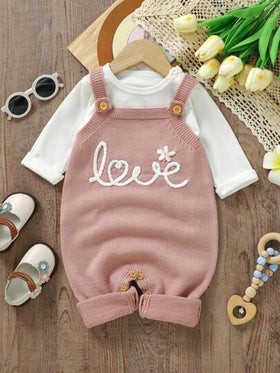 SHEIN بوديسوت رضيعة محبوكة بخطاب الأطفال الجديدة الصبيانية