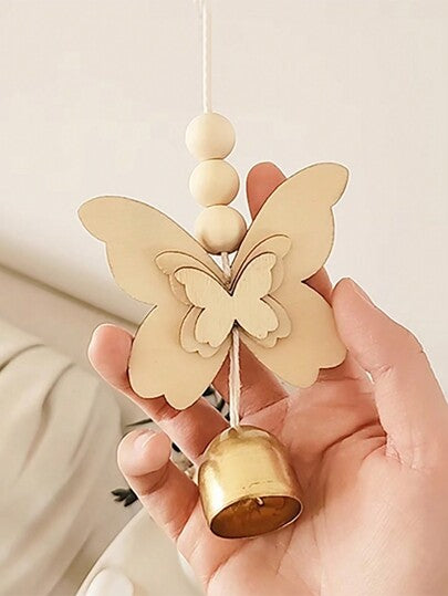 زينة حائط خشبية يدوية 1 قطعة بتصميم فراشة وأزهار البرقوق، ديكور المنزل, ديكور الغرف, ديكور الجدران