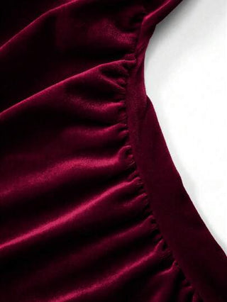 Sweetra فستان طويل للنساء بياقة عالية الرقبة بتصميم ذيل السمكة، أنيق بدون ظهر، كشكشة بلا أكمام وبخصر ضيق، قماش وردي داكن سادة، مناسب للحفلات والخروجات الليلية، فستان ماكسي