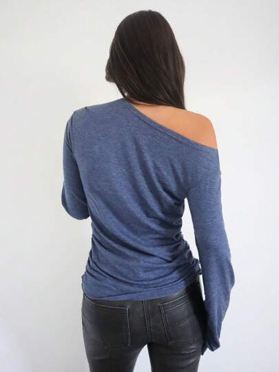 Firerie تي شيرت بأكمام طويلة وأكمام طويلة مع تصميم Ruched