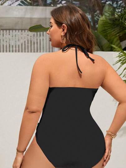 Swim Chiccia بدلة سباحة نسائية من قطعة واحدة مزينة بالزهور مقاس كبير