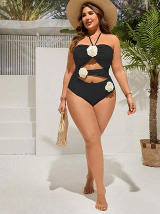 Swim Chiccia بدلة سباحة نسائية من قطعة واحدة مزينة بالزهور مقاس كبير